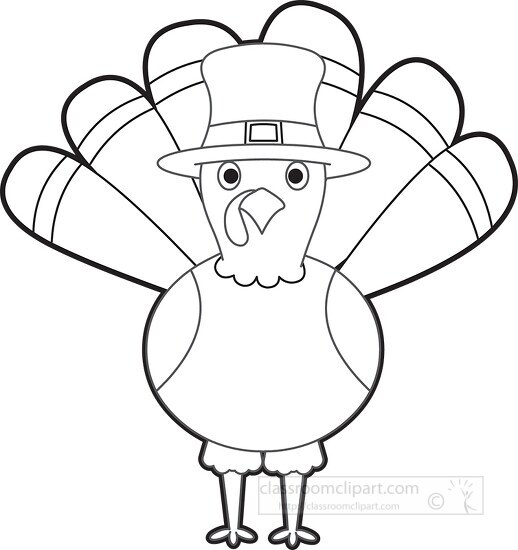 thanksgiving turkey cartoon black white outline clipart