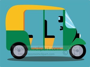 three wheeled passenger tuk tuk vehicle used in asia clipart