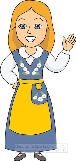 traditional folk costume woman sweden clipart