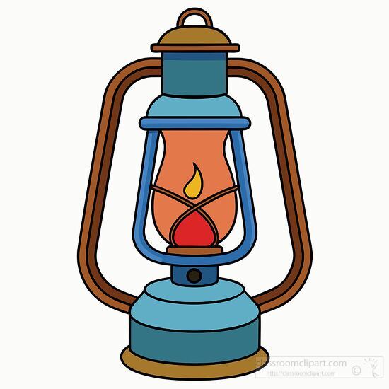 traditional kerosene lamp with a glowing flame clipart