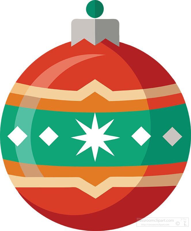 traditional Red and Green Christmas Ornament Clipart