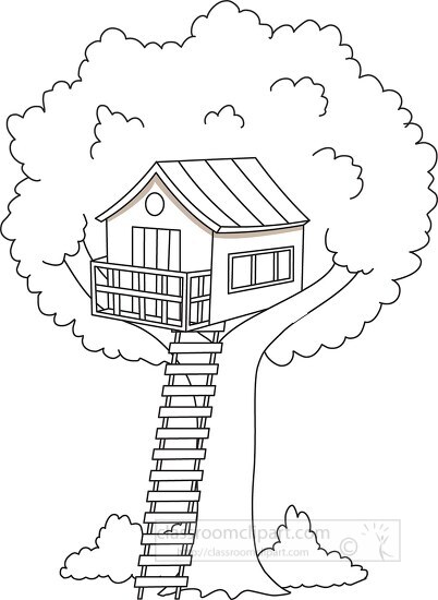 tree house black outline clipart