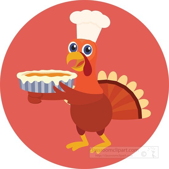 turkey holding pumpkin pie thanksgiving clipart