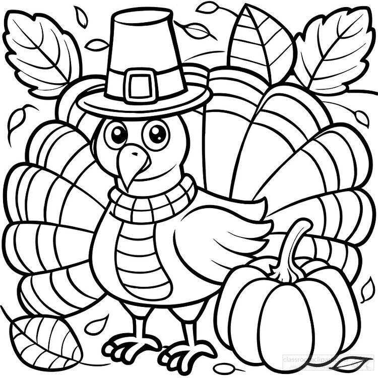 turkey is ready for Thanksgiving printable coloring