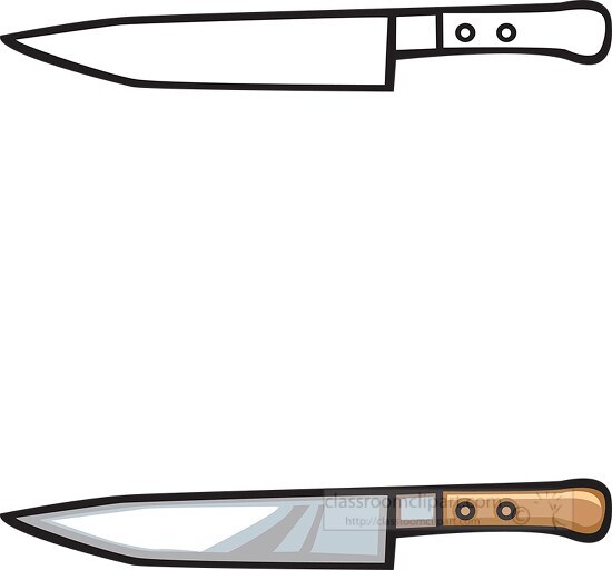 two chefs knife one black outline clip art