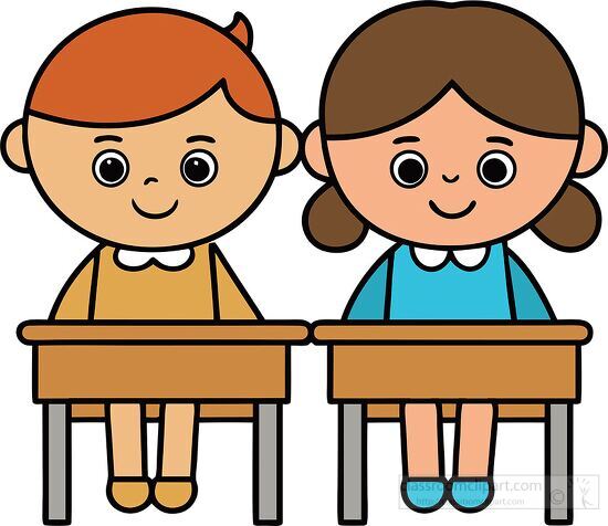 Two young students ready for school activities clip art