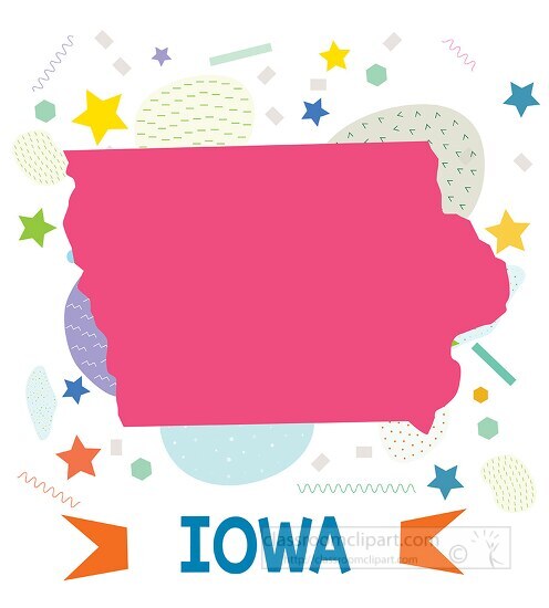 usa iowa illustrated stylized map