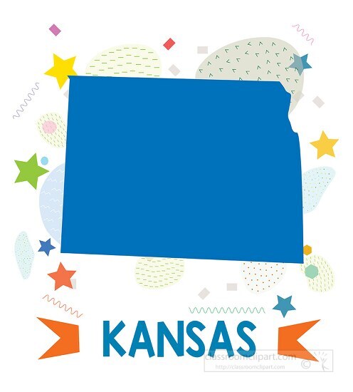 usa kansas illustrated stylized map