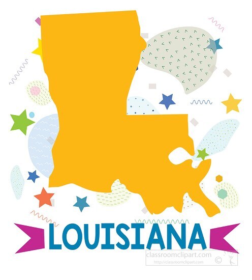 usa louisiana illustrated stylized map