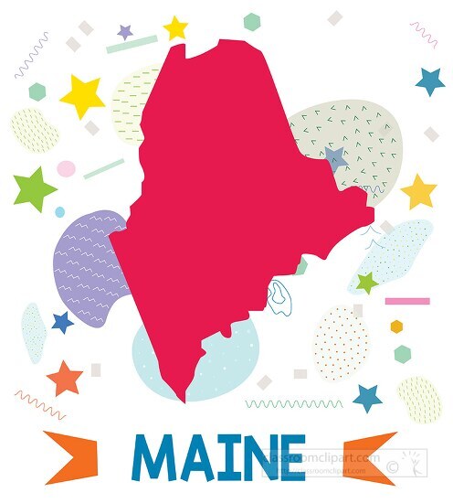 usa maine illustrated stylized map