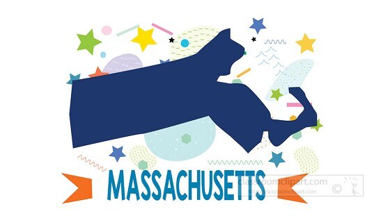 usa massachusetts illustrated stylized map