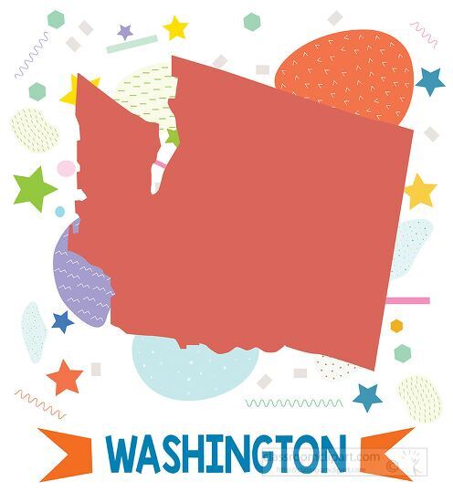 usa washington illustrated stylized map