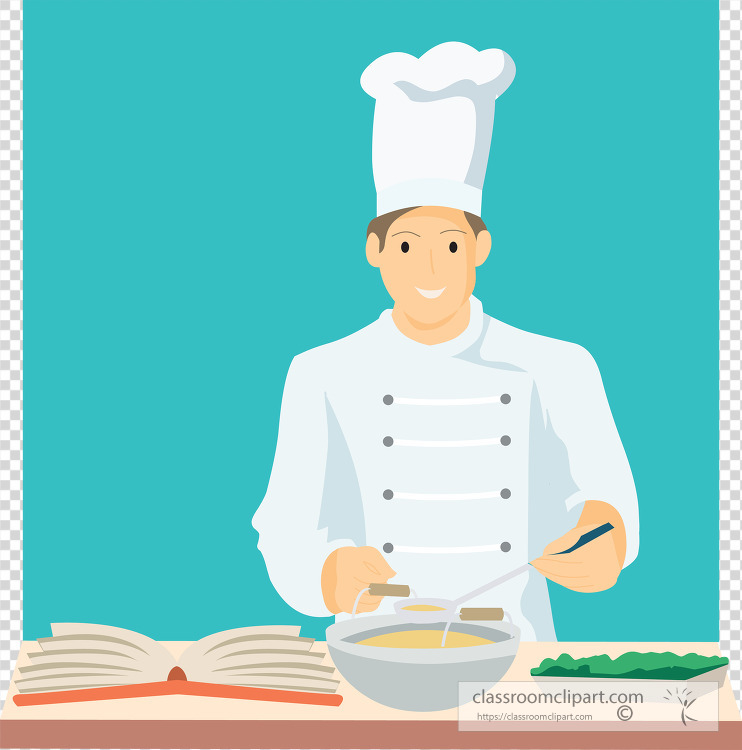 using cookbook a chef prepares food transparent
