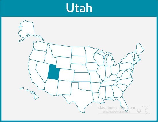 utah map square color outline clipart