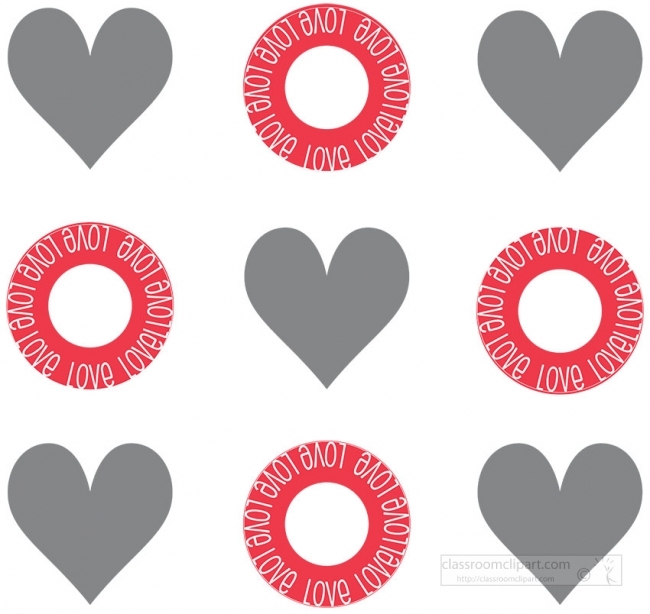 valentines heart tic tac toe gray color clipart