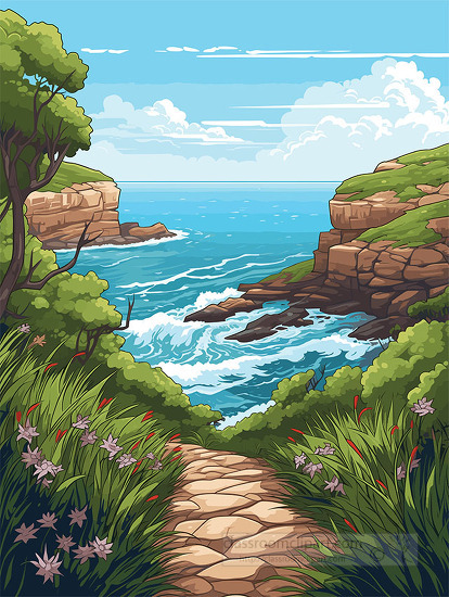 vector illustration the great ocean walk in australia rocks ston