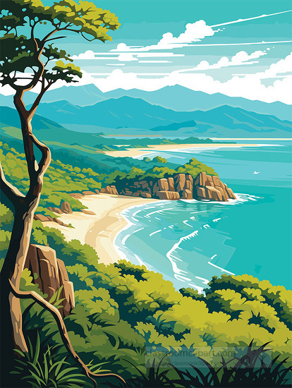 vector illustration tropical paradise coast of whitsunday austra