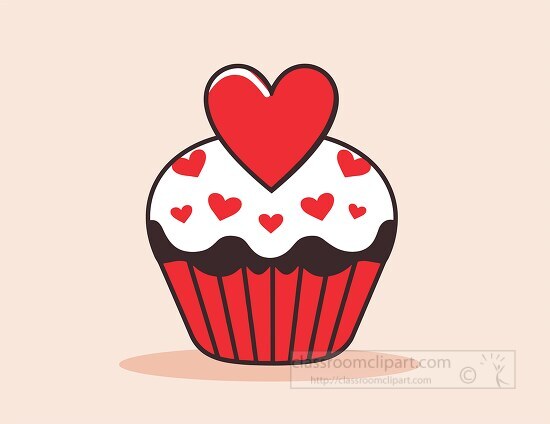 vector image of a valentines cupcake adorned with hearts