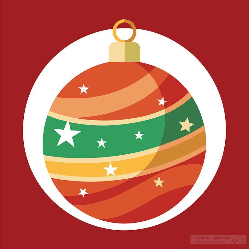 Vibrant Christmas Ornament with Stars Clipart