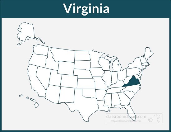 virgina map square color outline clipart