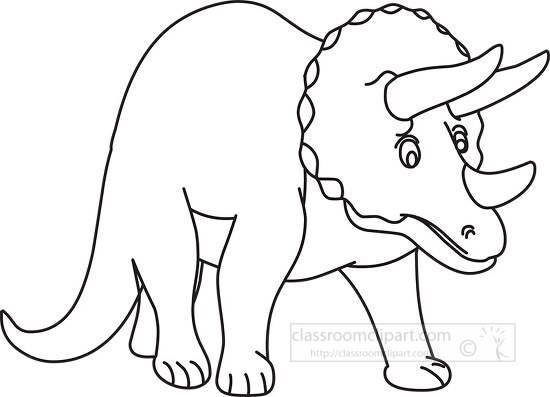 walking triceratops outline clipart