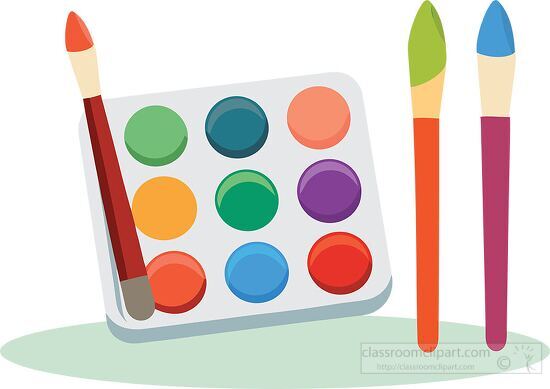 watercolor school supply art set clipart