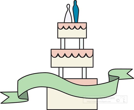 wedding cake with bride and groom symbols on top clipart