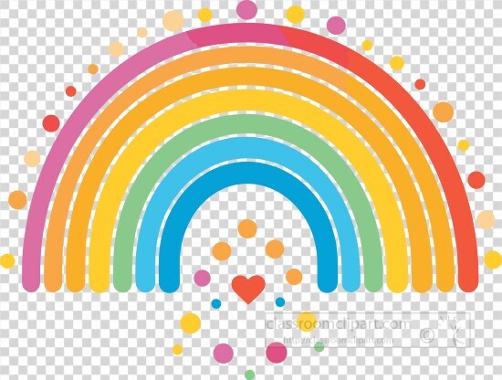 whimsical clipart of a rainbow with decorative bubbles