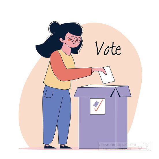 woman casting her vote into a ballot box with the word Vote