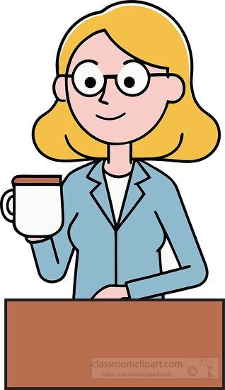 woman drinking coffee cartoon style