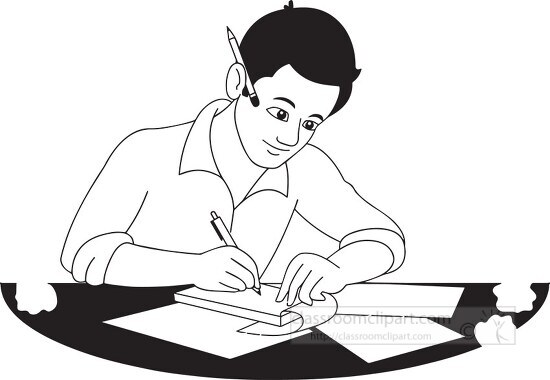 writer black outline clipart