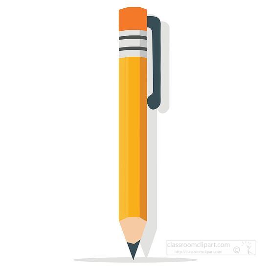 yellow pencil with a clip standing upright