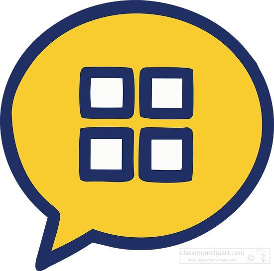 yellow round speech bubble four squares