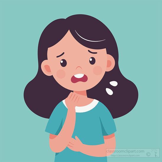 young girl experiencing toothache crying in pain clipart