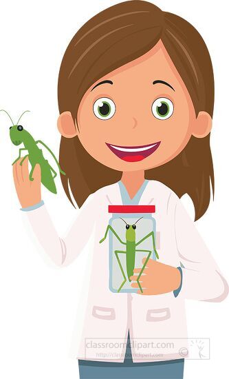 young girl scientist wearing a white science lab coat observes a