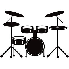  Drum Silhouette on White Background