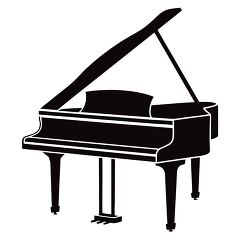  Grand Piano Silhouette on White Background