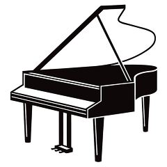  Piano Silhouette on White Background