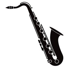  Saxophone Silhouette on White Background