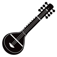  Sitar Silhouette on White Background