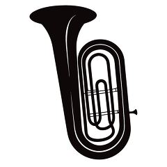  Tuba Silhouette on White Background