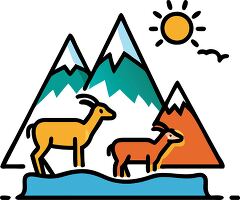 alpine biome with mountain peaks and goats