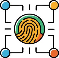 Biometric fingerprint icon in vibrant flat design