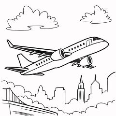 black and white line drawing of Airplane