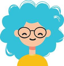 Blue Curly Haired Person in Glasses and Yellow Shirt