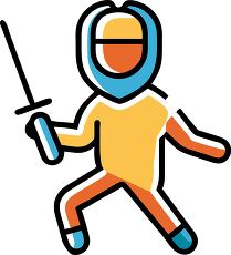 Bold Colorful Fencer in Action icon