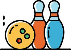 bowling ball and pins bold lines flat design