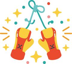 boxing gloves Colorful Minimalist Clip Art