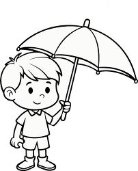 boy with umbrella coloring page