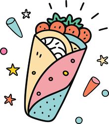 breakfast burrito colorful playful icon clip art